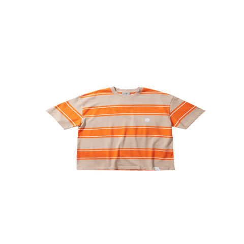 Wide Stripe Tee Oversized - Khaki/Orange