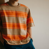 Wide Stripe Tee Oversized - Khaki/Orange
